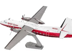 Model Kit Fairchild F-27 Commercial Aircraft "Pacific Alaska" White with Red Stripes (Moderate Difficulty) Steel Model by Metal Earth