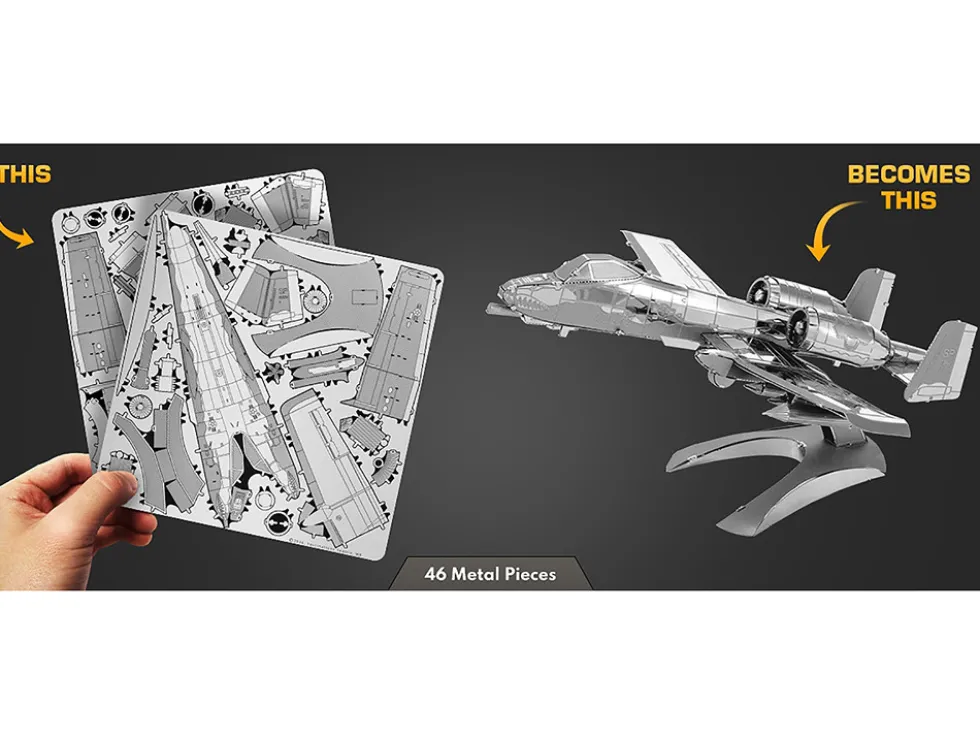 Model Kit Fairchild Republic A-10 Thunderbolt II "Warthog" Attack Aircraft (Moderate Difficulty) Steel Model by Metal Earth