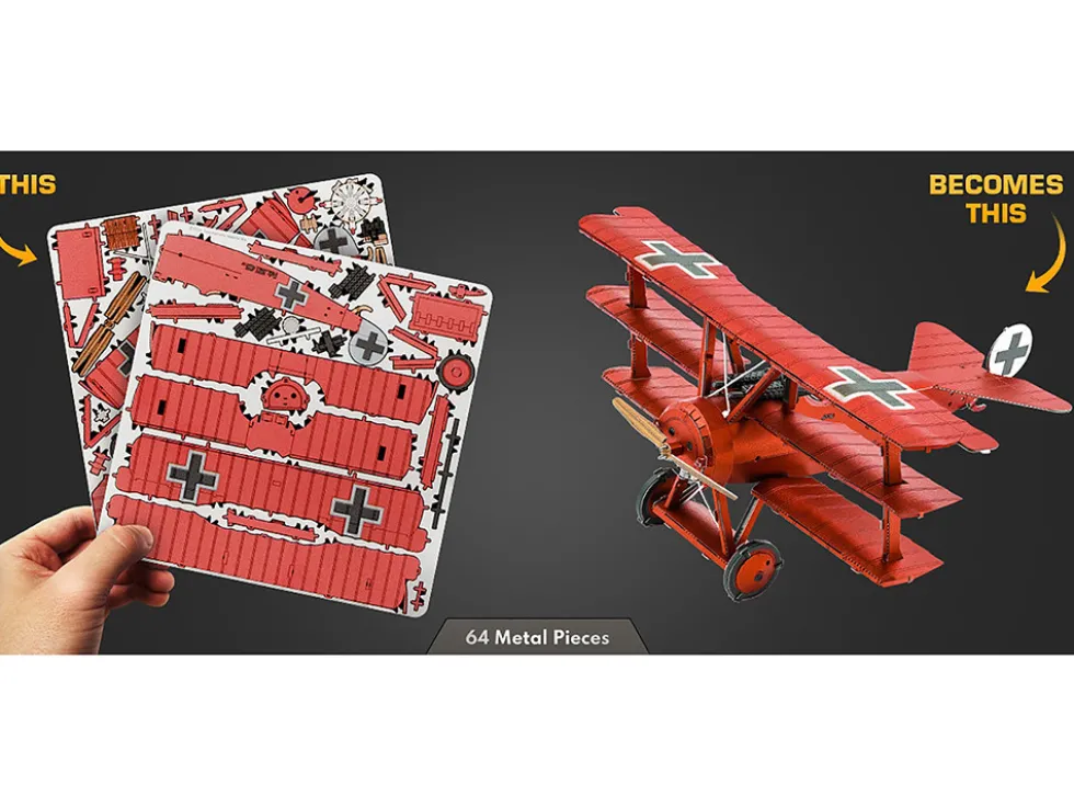 Model Kit Fokker Dr.I Triplane Fighter Aircraft "Red Baron" German Air Force (Moderate Difficulty) Steel Model by Metal Earth