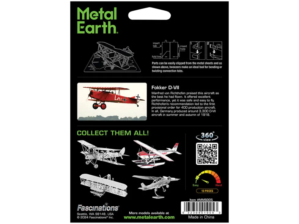 Model Kit Fokker D-VII Fighter Aircraft "Imperial German Army" (Easy Difficulty) Steel Model by Metal Earth