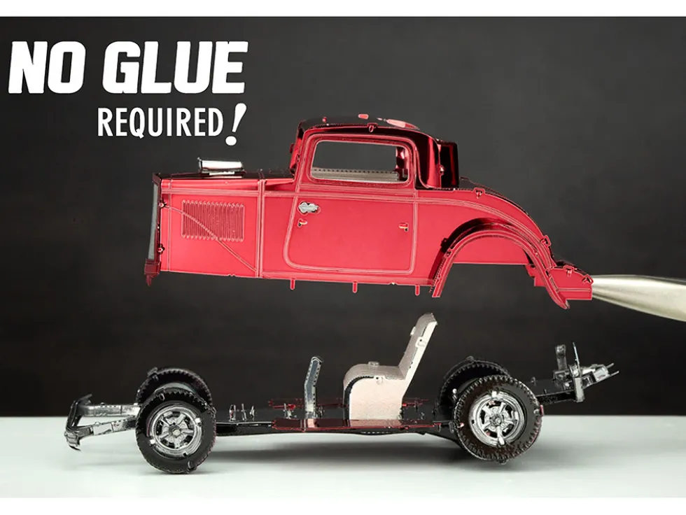 Model Kit 1932 Ford Coupe Red (Moderate Difficulty) Steel Model by Metal Earth