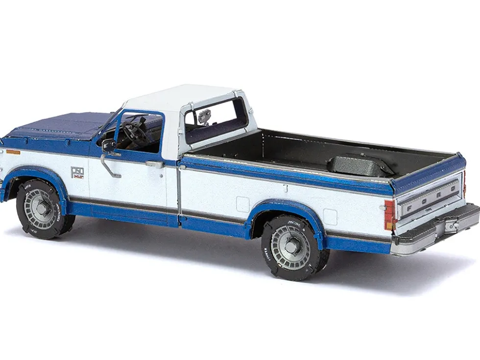 Model Kit 1982 Ford F-150 Pickup Truck Blue and White (Moderate Difficulty) Steel Model by Metal Earth