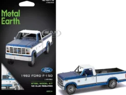 Model Kit 1982 Ford F-150 Pickup Truck Blue and White (Moderate Difficulty) Steel Model by Metal Earth