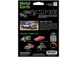Model Kit 1982 Ford F-150 Pickup Truck Blue and White (Moderate Difficulty) Steel Model by Metal Earth