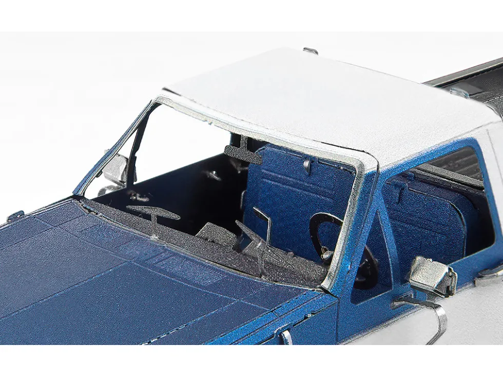 Model Kit 1982 Ford F-150 Pickup Truck Blue and White (Moderate Difficulty) Steel Model by Metal Earth
