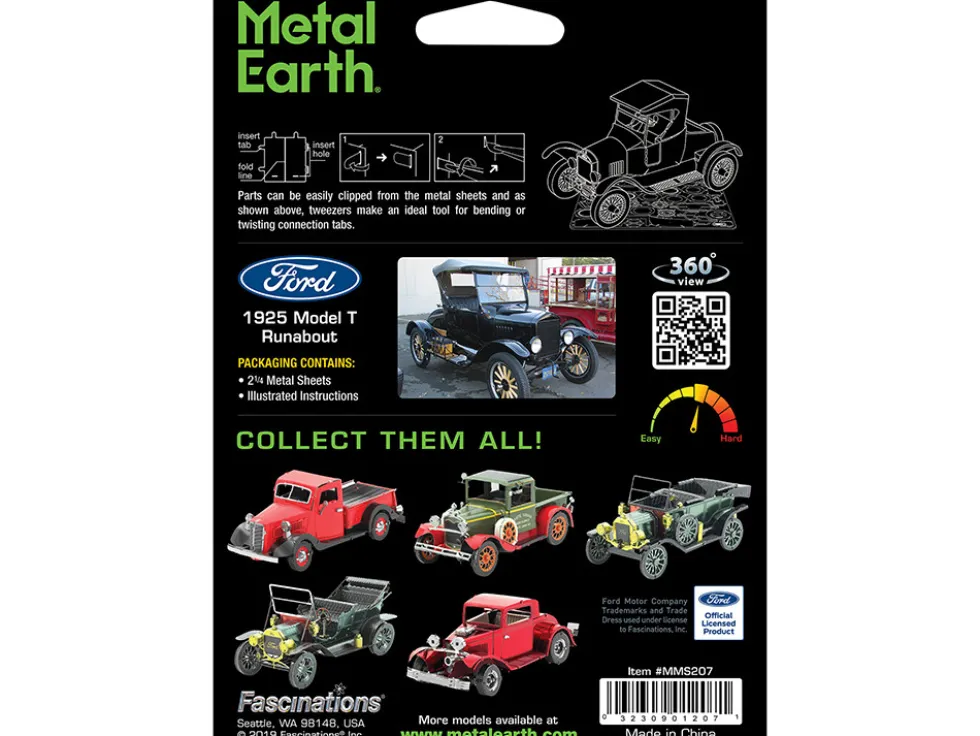 Model Kit 1925 Ford Model T Runabout Dark Red and Black (Moderate Difficulty) Steel Model by Metal Earth