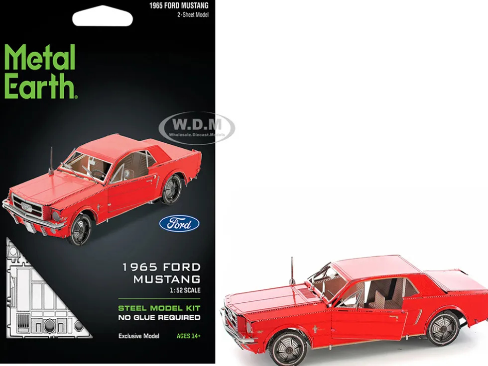 Model Kit 1965 Ford Mustang Red (Moderate Difficulty) Steel Model by Metal Earth