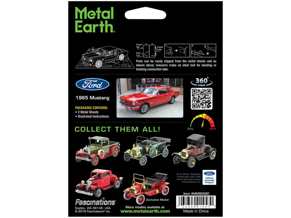 Model Kit 1965 Ford Mustang Red (Moderate Difficulty) Steel Model by Metal Earth