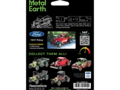 Model Kit 1937 Ford Pickup Truck Red and Black (Moderate Difficulty) Steel Model by Metal Earth