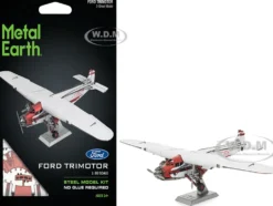 Model Kit Ford Trimotor Transport Aircraft White and Red (Moderate Difficulty) Steel Model by Metal Earth
