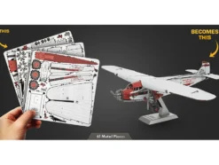 Model Kit Ford Trimotor Transport Aircraft White and Red (Moderate Difficulty) Steel Model by Metal Earth