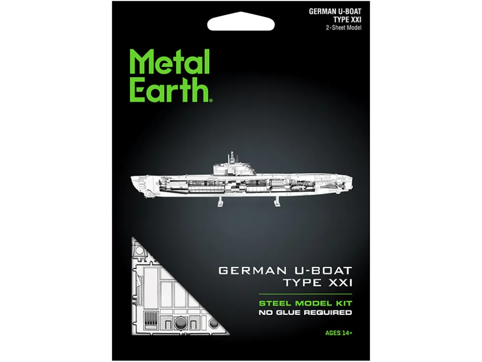 Model Kit German U-Boat Type XXI Submarine (Challenging Difficulty) Steel Model by Metal Earth