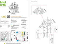 Model Kit Golden Hind Galleon Gold Version (Moderate Difficulty) Steel Model by Metal Earth