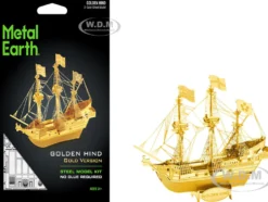 Model Kit Golden Hind Galleon Gold Version (Moderate Difficulty) Steel Model by Metal Earth