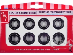 Model Kit "Goodyear Polyglas GT" Tires Set of 8 Pieces for 1/25 Scale Models by AMT