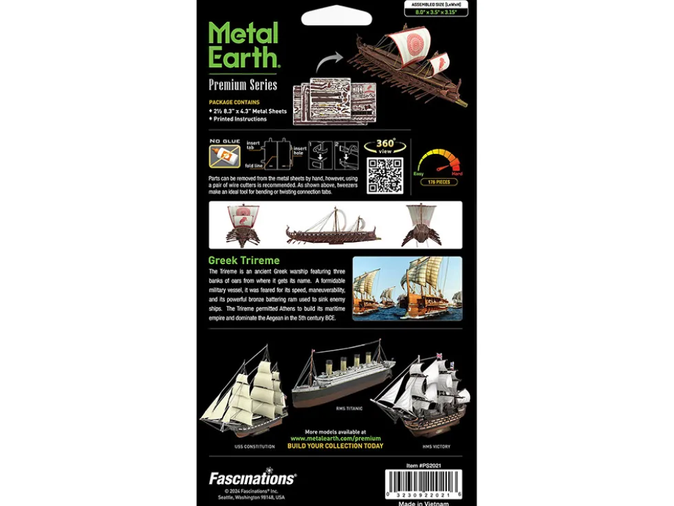 Model Kit Greek Trireme Warship (Expert Difficulty) Steel Model by Metal Earth