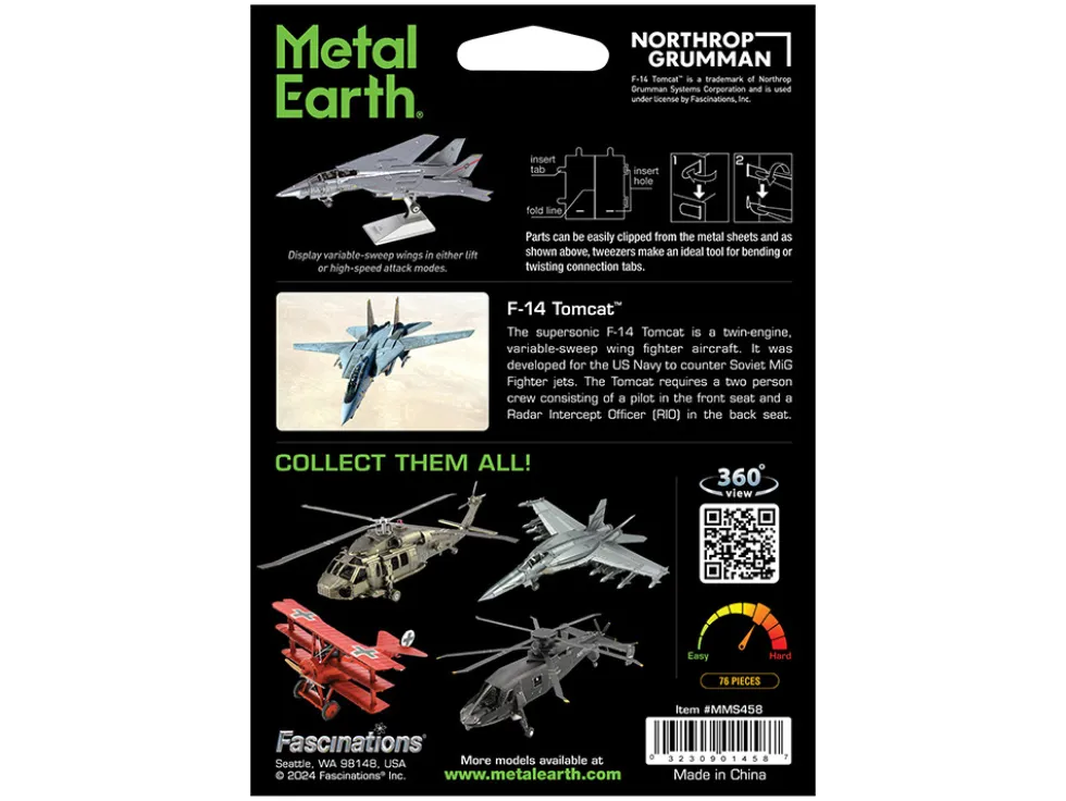 Model Kit Grumman F-14 Tomcat Fighter Aircraft "United States Navy" (Challenging Difficulty) Steel Model by Metal Earth