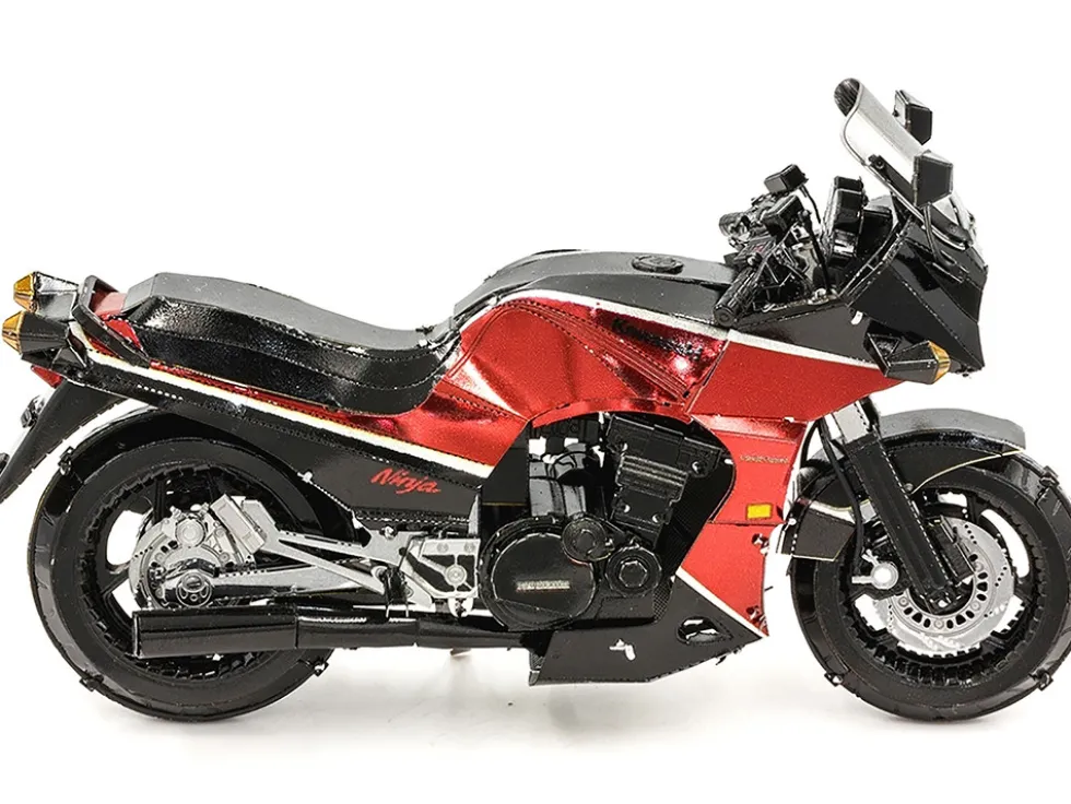 Model Kit Kawasaki GPz900R Motorcycle Red and Black (Challenging Difficulty) Steel Model by Metal Earth