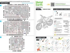 Model Kit Kawasaki KX450 Off-Road Motorcycle Green (Challenging Difficulty) Steel Model by Metal Earth