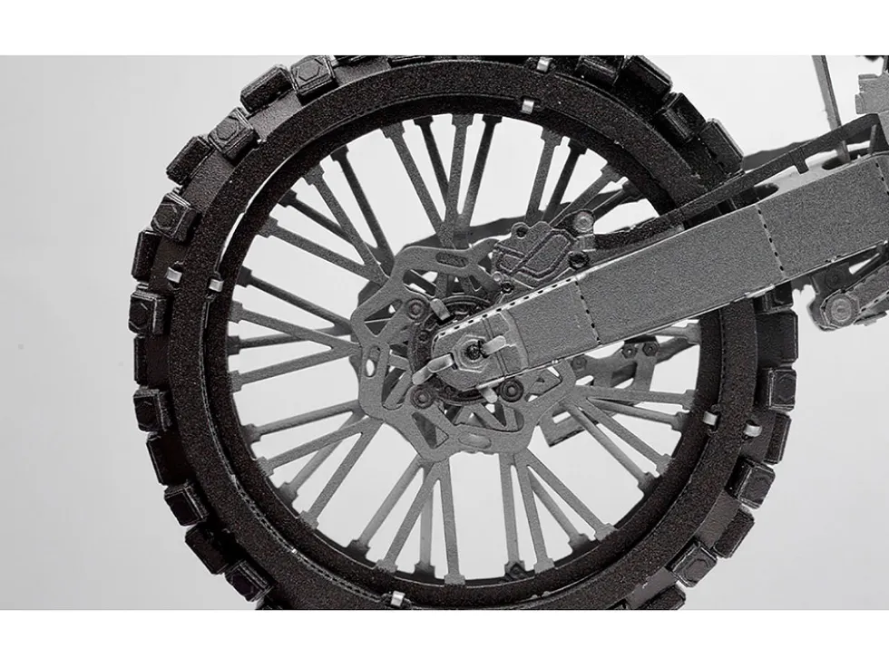 Model Kit Kawasaki KX450 Off-Road Motorcycle Green (Challenging Difficulty) Steel Model by Metal Earth
