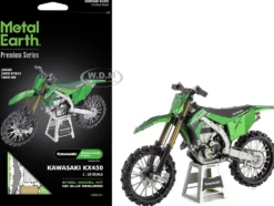 Model Kit Kawasaki KX450 Off-Road Motorcycle Green (Challenging Difficulty) Steel Model by Metal Earth