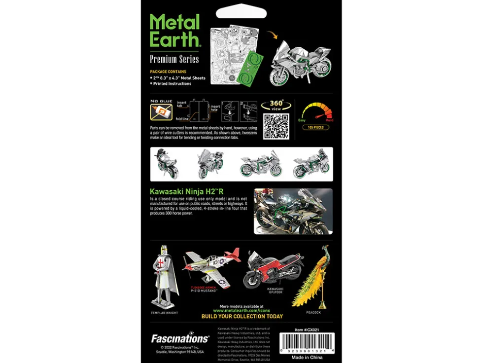 Model Kit Kawasaki Ninja H2R Motorcycle (Expert Difficulty) Steel Model by Metal Earth