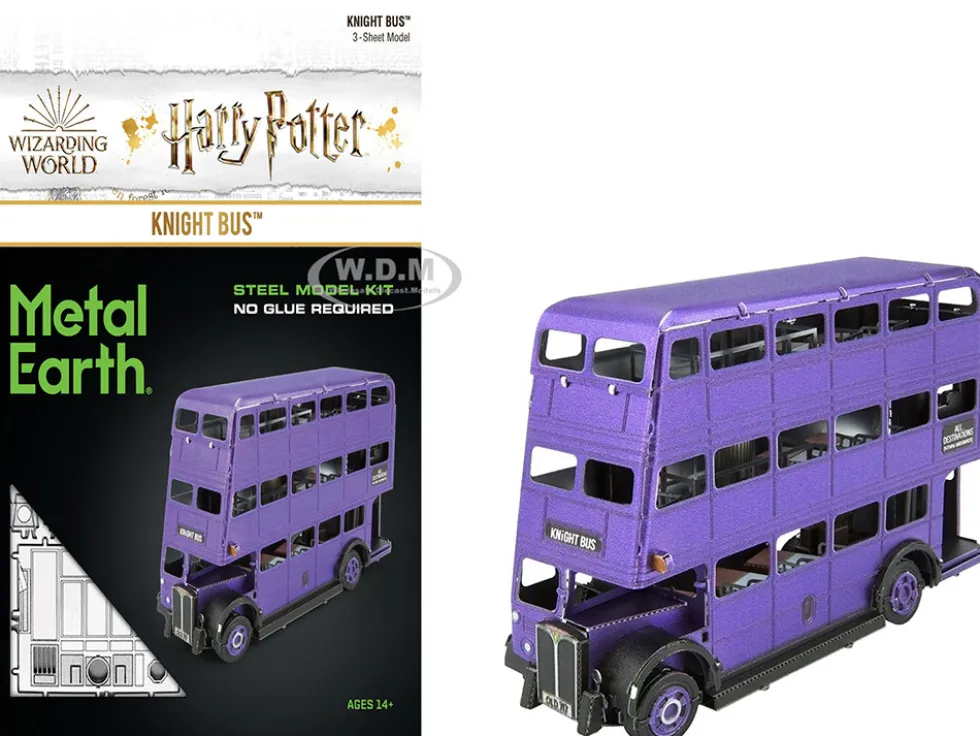 Model Kit Knight Bus Purple "Harry Potter and the Prisoner of Azkaban" (2004) Movie (Moderate Difficulty) Steel Model by Metal Earth
