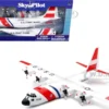 Model Kit Lockheed C 130 Hercules Transport Aircraft White and Red United States Coast Guard Snap Together Plastic Model Kit New Ray 20617