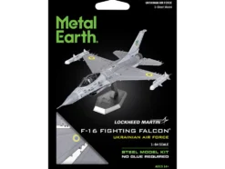 Model Kit Lockheed Martin F-16 Fighting Falcon Aircraft "Ukrainian Air Force" (Moderate Difficulty) Steel Model by Metal Earth