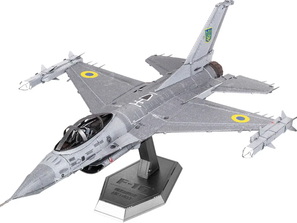Model Kit Lockheed Martin F-16 Fighting Falcon Aircraft "Ukrainian Air Force" (Moderate Difficulty) Steel Model by Metal Earth
