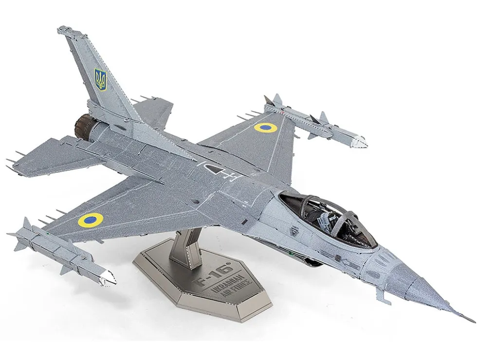 Model Kit Lockheed Martin F-16 Fighting Falcon Aircraft "Ukrainian Air Force" (Moderate Difficulty) Steel Model by Metal Earth