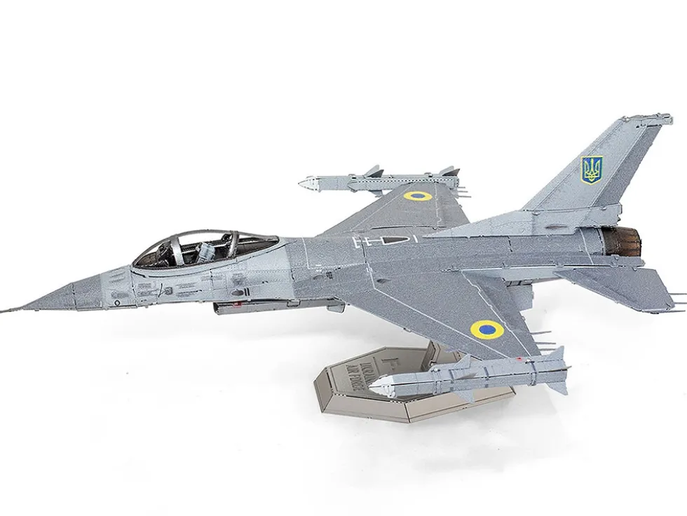 Model Kit Lockheed Martin F-16 Fighting Falcon Aircraft "Ukrainian Air Force" (Moderate Difficulty) Steel Model by Metal Earth