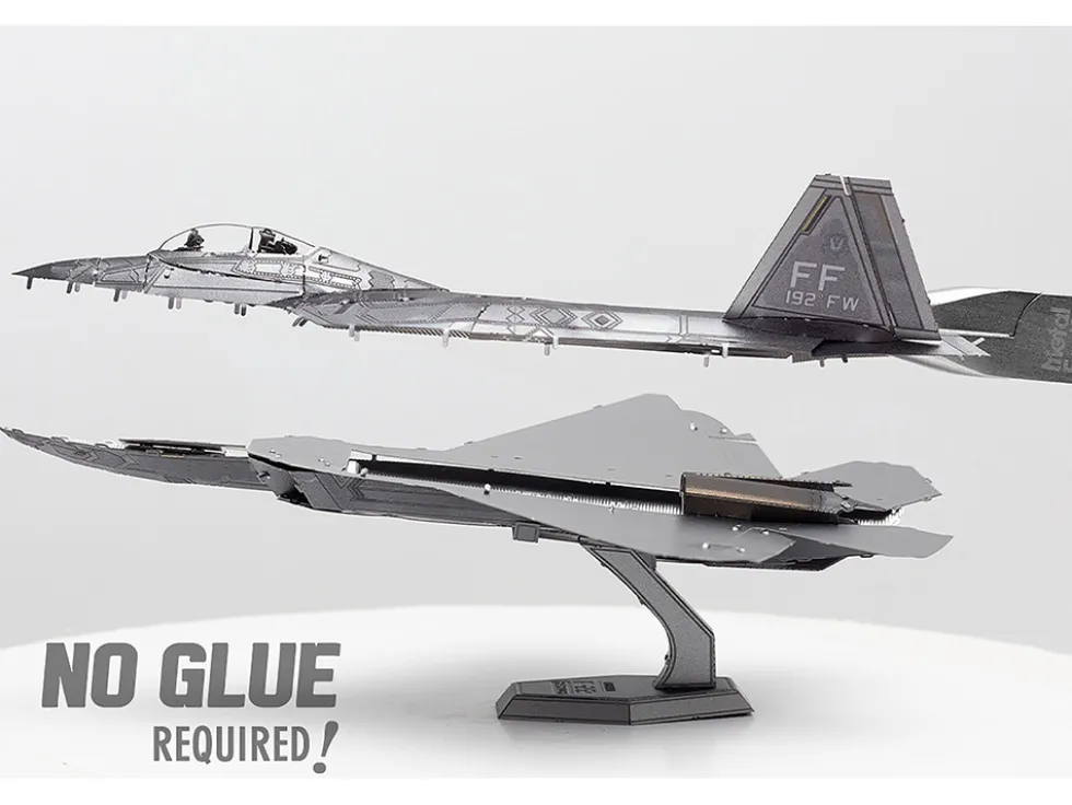 Model Kit Lockheed Martin F-22 Raptor Stealth Aircraft "United States Air Force" (Moderate Difficulty) Steel Model by Metal Earth