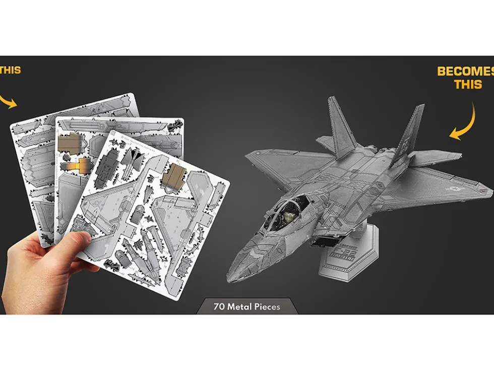 Model Kit Lockheed Martin F-22 Raptor Stealth Aircraft "United States Air Force" (Moderate Difficulty) Steel Model by Metal Earth