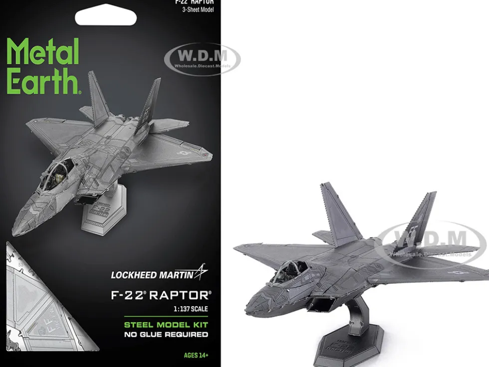 Model Kit Lockheed Martin F-22 Raptor Stealth Aircraft "United States Air Force" (Moderate Difficulty) Steel Model by Metal Earth