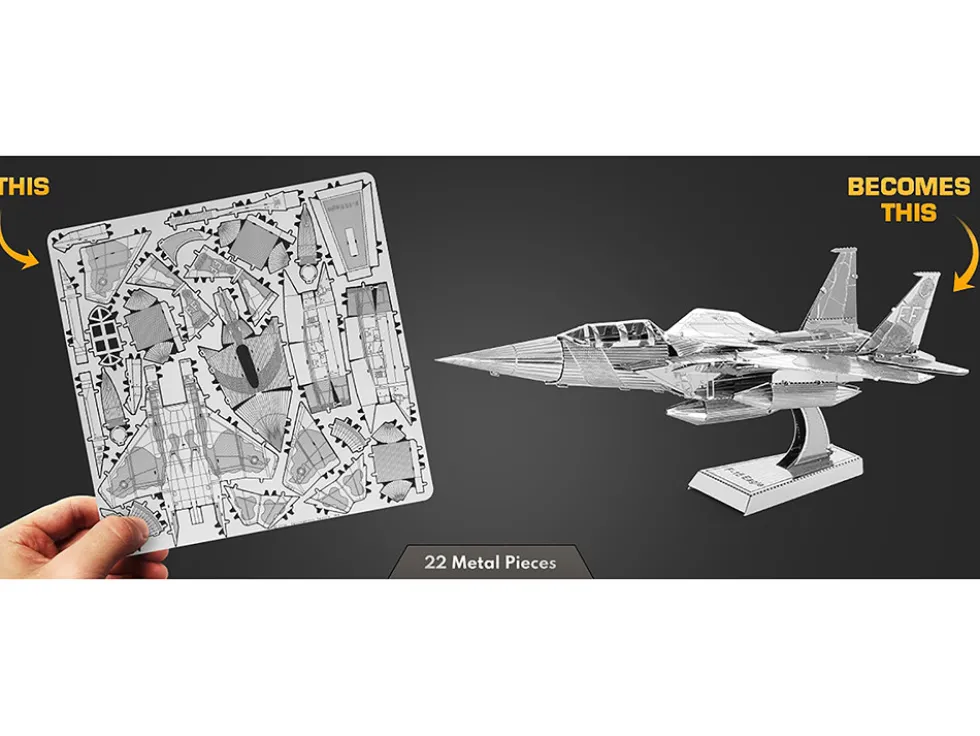 Model Kit McDonnell Douglas F-15 Eagle Fighter Aircraft (Moderate Difficulty) Steel Model by Metal Earth