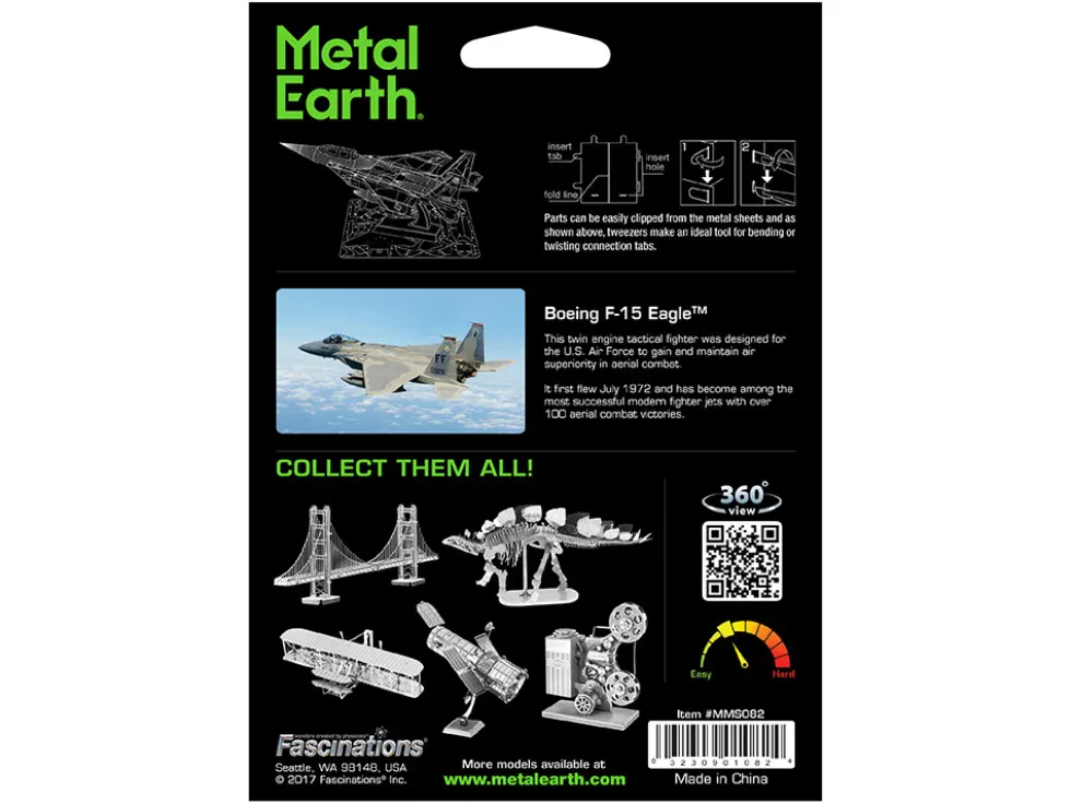 Model Kit McDonnell Douglas F-15 Eagle Fighter Aircraft (Moderate Difficulty) Steel Model by Metal Earth