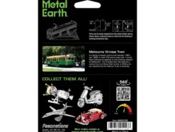 Model Kit Melbourne W-class Tram Green and Gold (Moderate Difficulty) Steel Model by Metal Earth