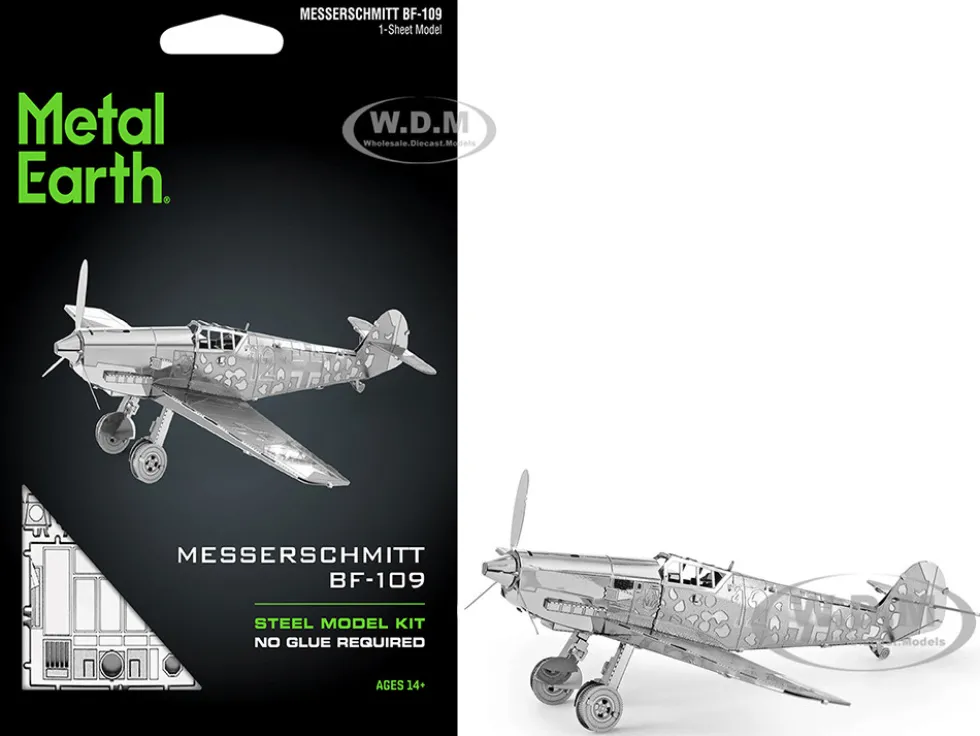 Model Kit Messerschmitt BF-109 Fighter Aircraft "German Luftwaffe" (Moderate Difficulty) Steel Model by Metal Earth