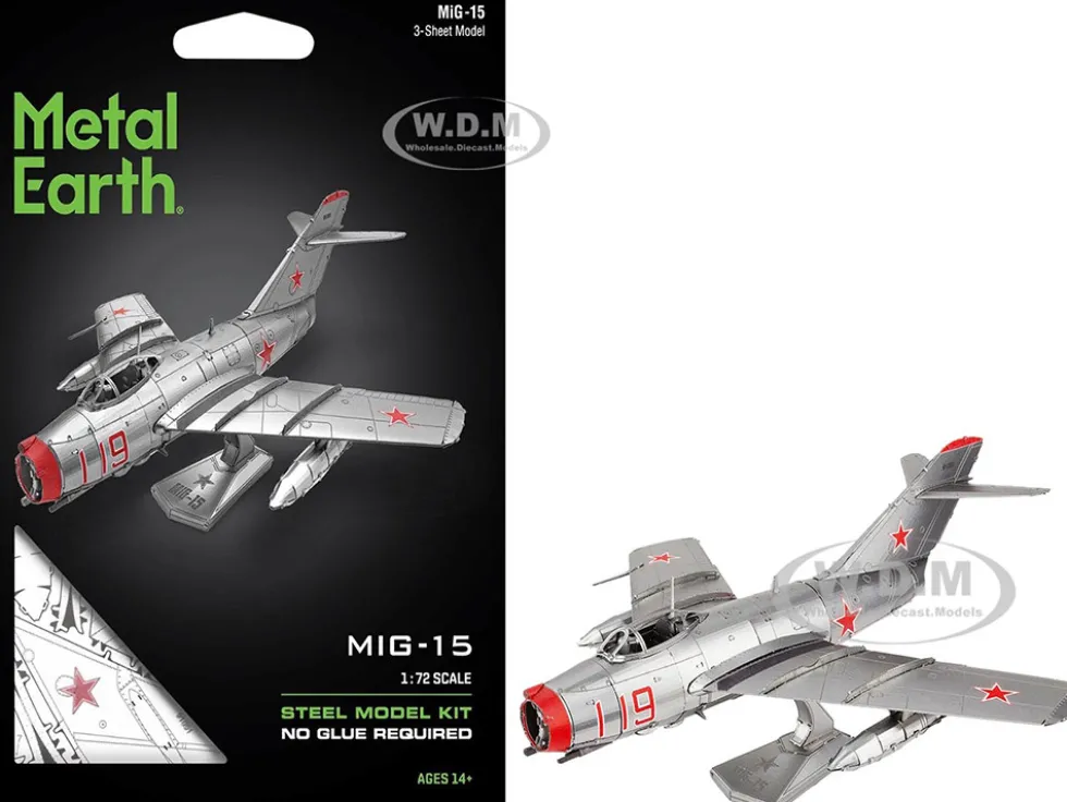Model Kit Mikoyan-Gurevich MiG-15 Fighter Aircraft "Korean War" Soviet Air Force (Moderate Difficulty) Steel Model by Metal Earth