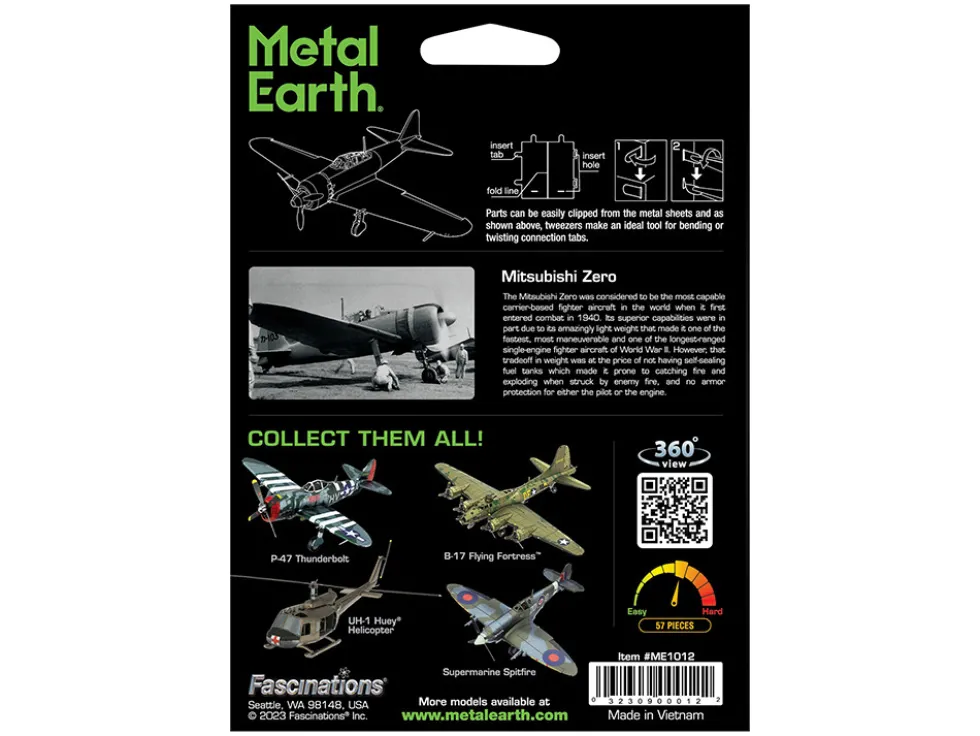 Model Kit Mitsubishi A6M Zero Fighter Aircraft "World War II" Imperial Japanese Navy (Moderate Difficulty) Steel Model by Metal Earth