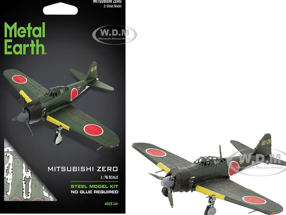 Model Kit Mitsubishi A6M Zero Fighter Aircraft "World War II" Imperial Japanese Navy (Moderate Difficulty) Steel Model by Metal Earth