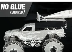 Model Kit Monster Truck with Flame Graphics (Moderate Difficulty) Steel Model by Metal Earth