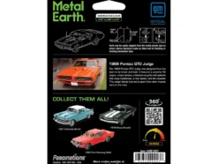 Model Kit 1969 Pontiac GTO Judge Orange with Black Stripes (Moderate Difficulty) Steel Model by Metal Earth