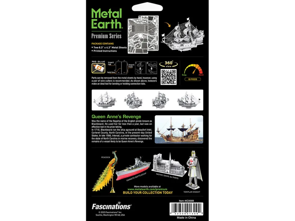 Model Kit Queen Anne's Revenge Ship (Challenging Difficulty) Steel Model by Metal Earth
