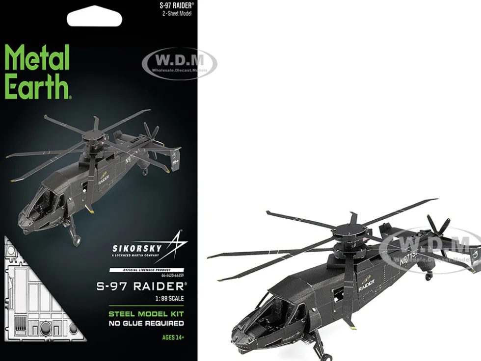 Model Kit Sikorsky S-97 Raider Attack Helicopter "United States Army" (Challenging Difficulty) Steel Model by Metal Earth