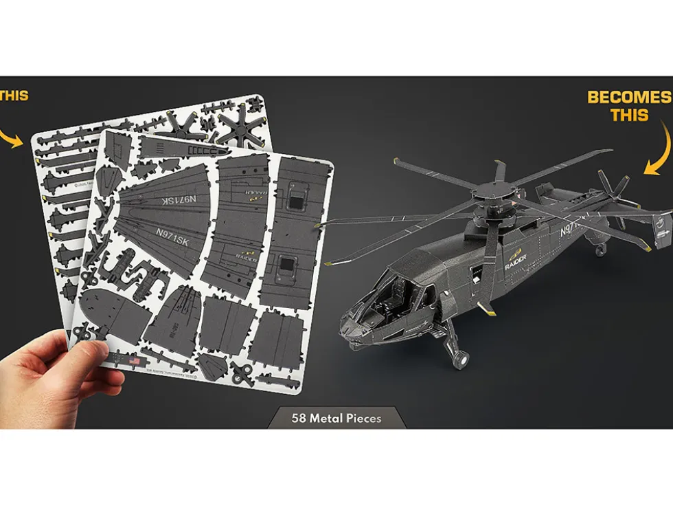 Model Kit Sikorsky S-97 Raider Attack Helicopter "United States Army" (Challenging Difficulty) Steel Model by Metal Earth