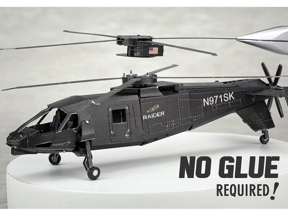 Model Kit Sikorsky S-97 Raider Attack Helicopter "United States Army" (Challenging Difficulty) Steel Model by Metal Earth