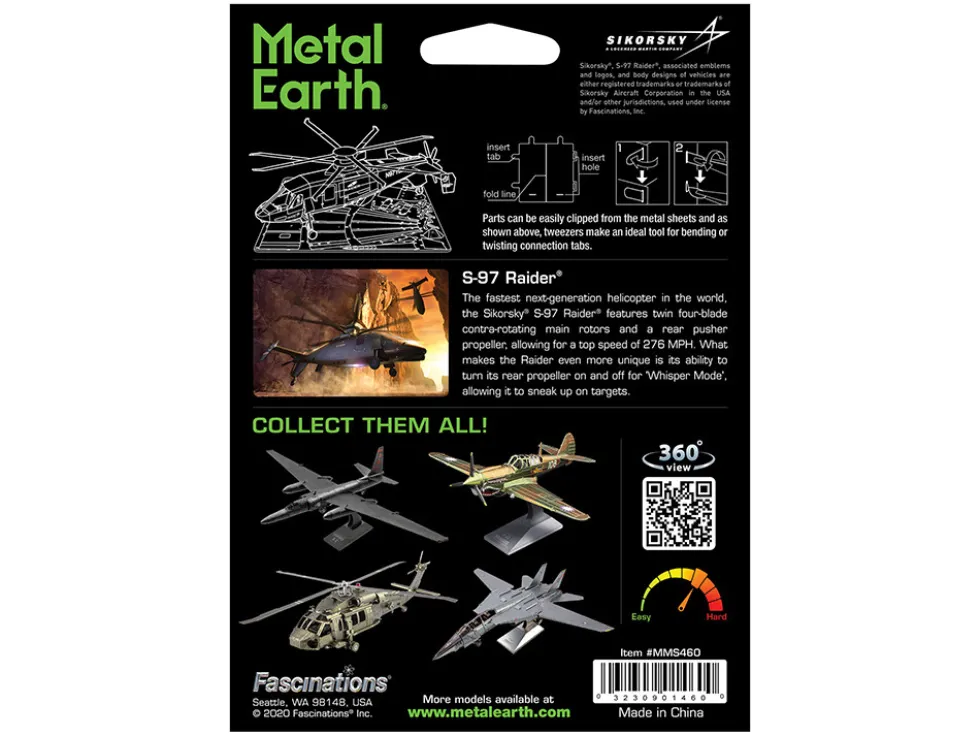 Model Kit Sikorsky S-97 Raider Attack Helicopter "United States Army" (Challenging Difficulty) Steel Model by Metal Earth