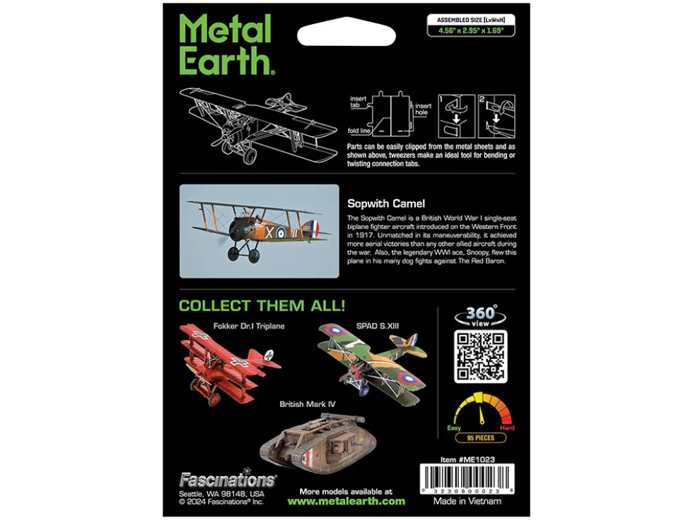 Model Kit Sopwith Camel Aircraft "World War I" British Royal Flying Corps (Moderate Difficulty) Steel Model by Metal Earth